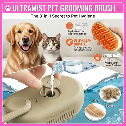 3-in-1 Pet Steam Brush for Dog/Cat