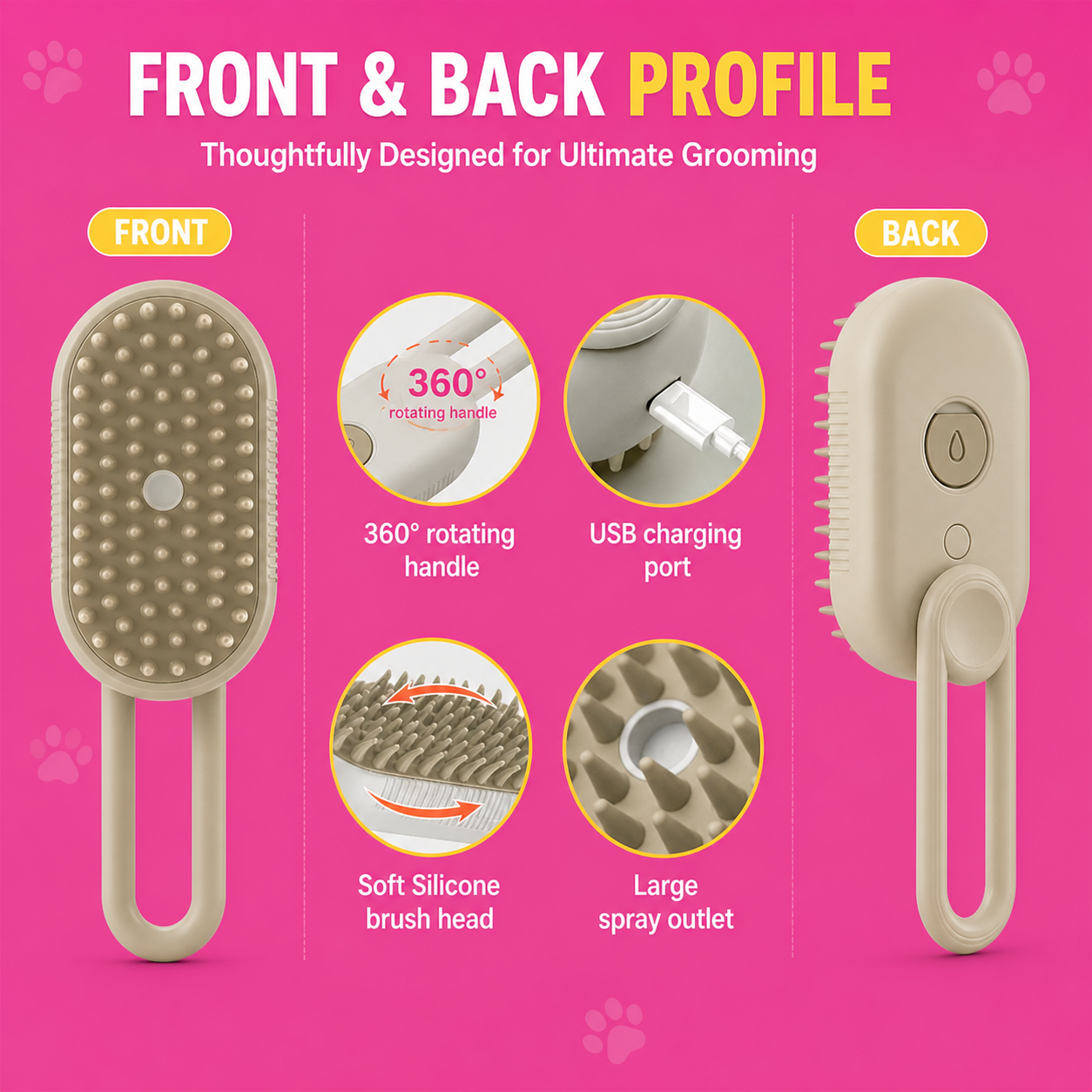 3-in-1 Pet Steam Brush for Dog/Cat