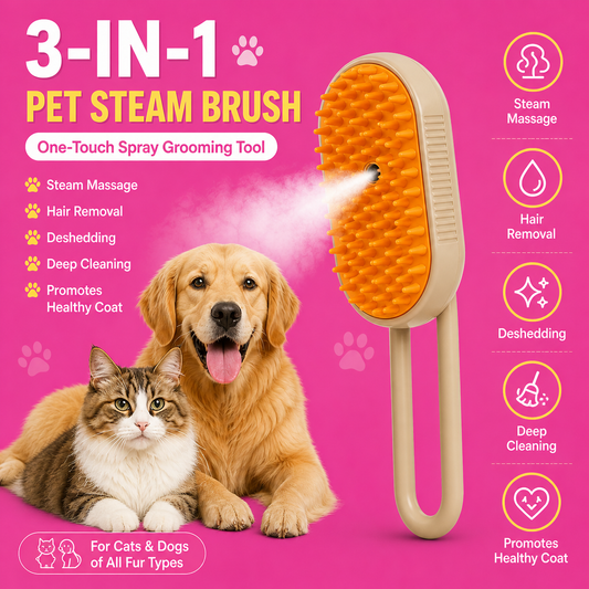 3-in-1 Pet Steam Brush for Dog/Cat